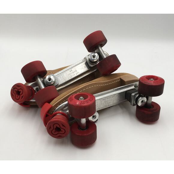 Vintage Tan Suede Riedell Roller Skates Rannalli Plate  KR Street Wheels Size 11 - Picture 5 of 9